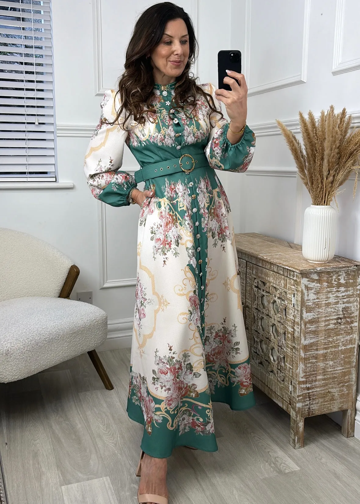 Toria Green Floral Maxi Dress