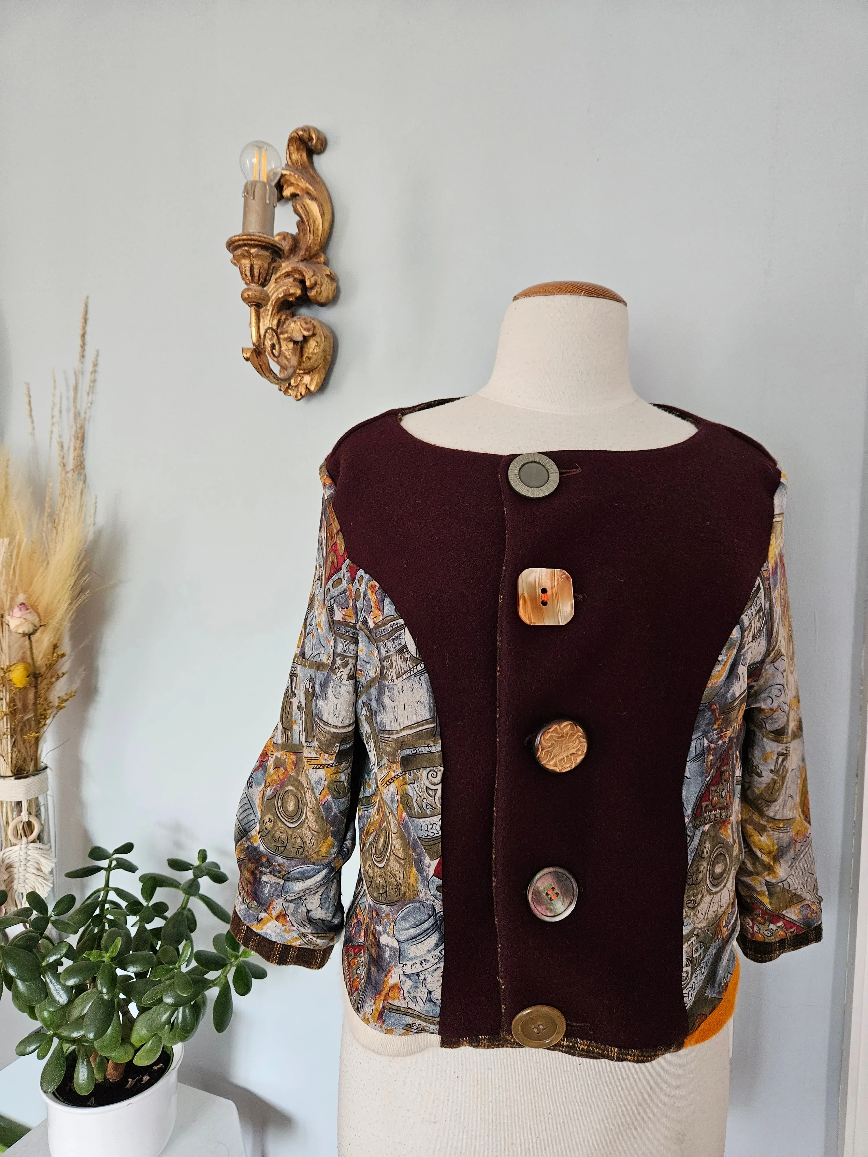 Tweed Patchwork Sweater Jacket Solstice Slumber - REVERSIBLE