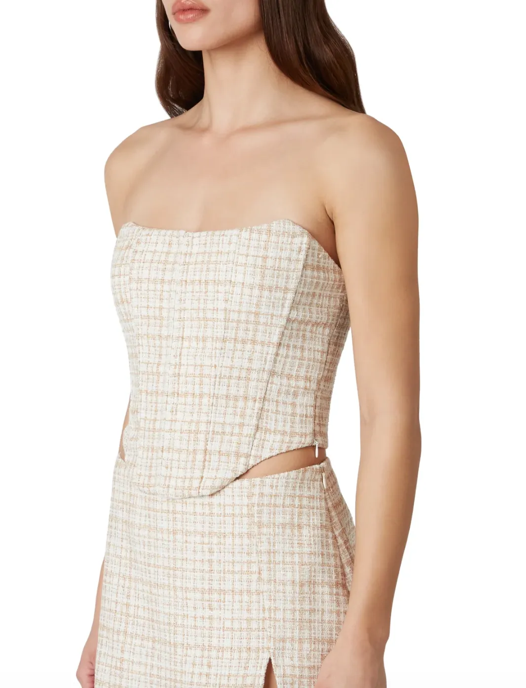 Tweed Strapless Corset Top