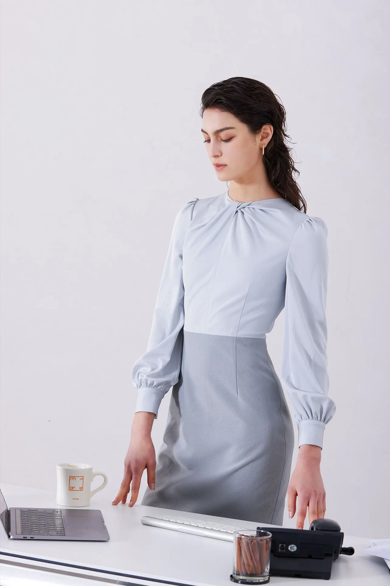 TWIST NECKLINE DRESS