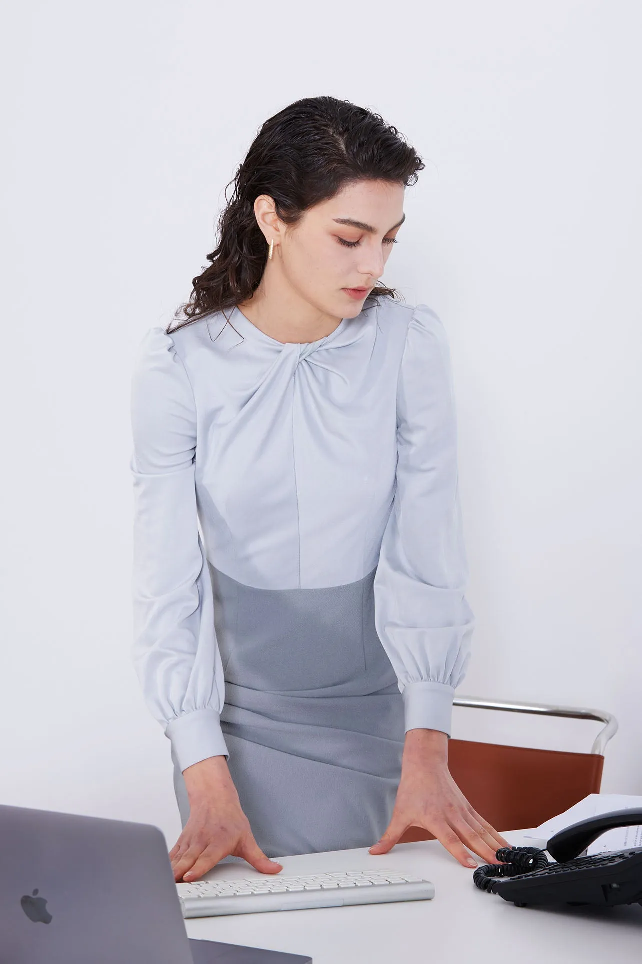 TWIST NECKLINE DRESS