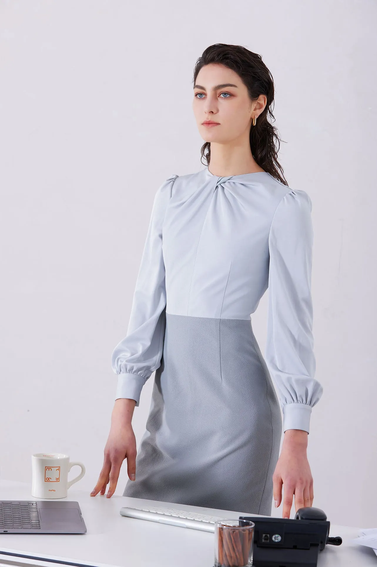 TWIST NECKLINE DRESS