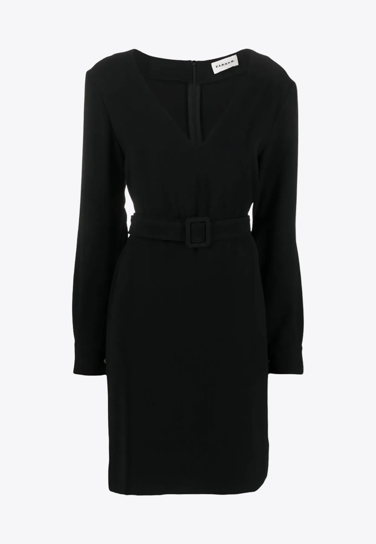 V-neck Belted Mini Dress