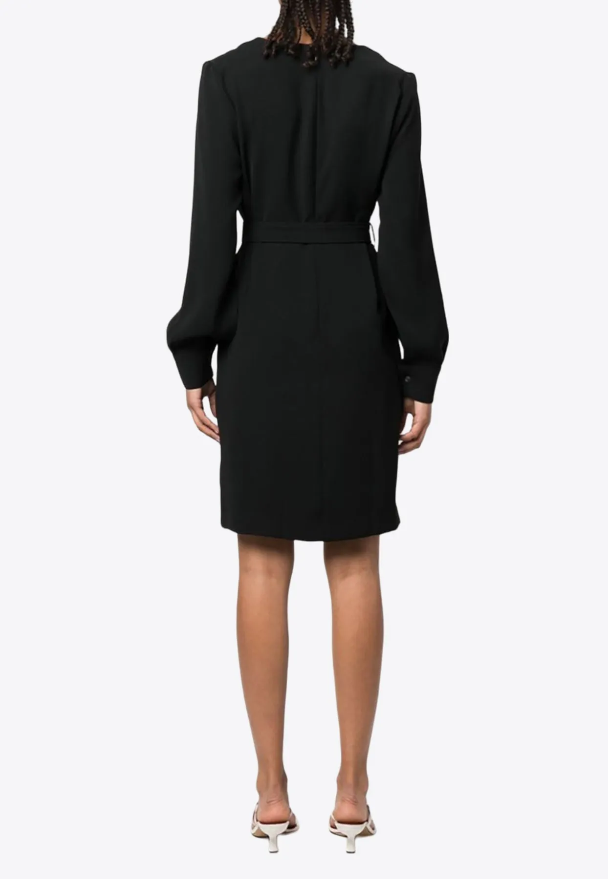 V-neck Belted Mini Dress