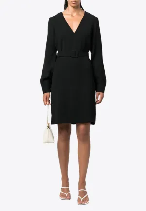 V-neck Belted Mini Dress
