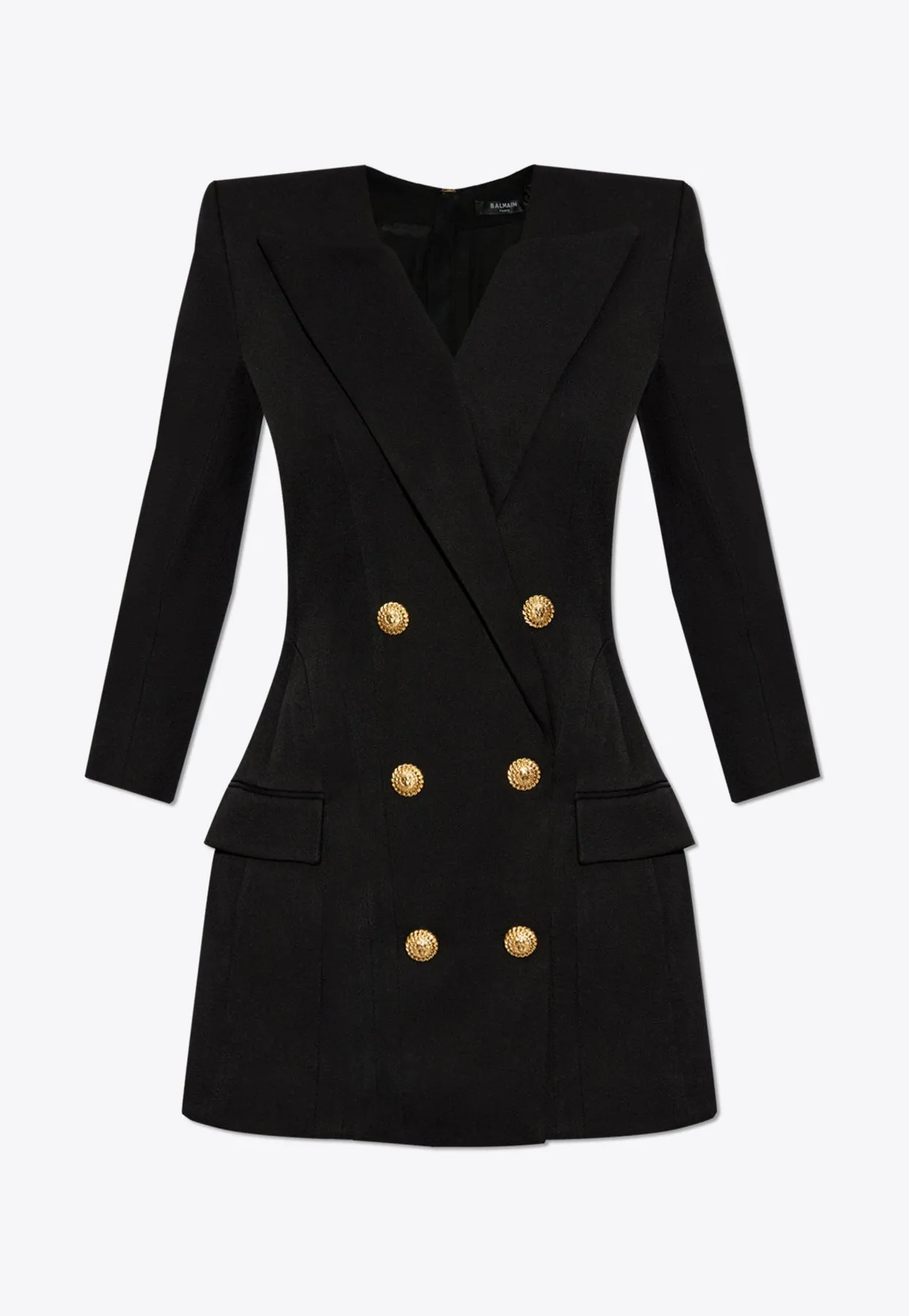V-neck Buttoned Crepe Mini Dress