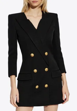 V-neck Buttoned Crepe Mini Dress