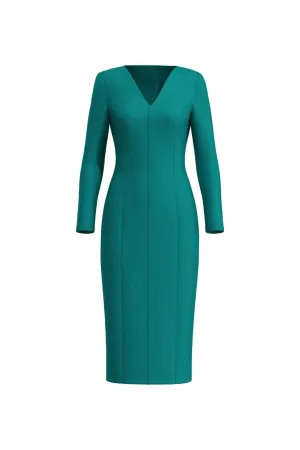 V-NECKLINE DRESS IN DARK GREEN