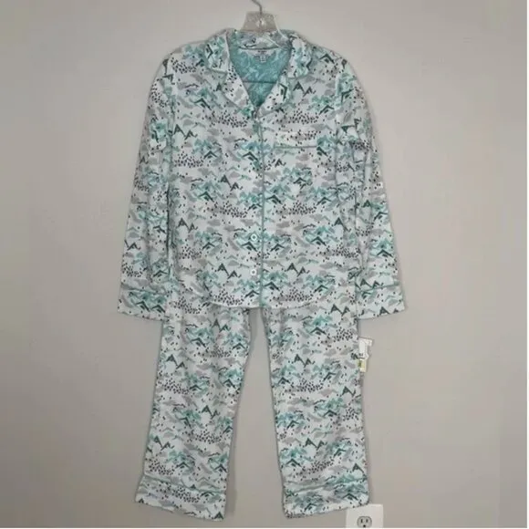 Van Winkle &amp; Co Portuguese Flannel 2-Piece Apline Scenery Pajama Set Size XS