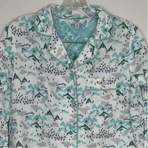 Van Winkle &amp; Co Portuguese Flannel 2-Piece Apline Scenery Pajama Set Size XS