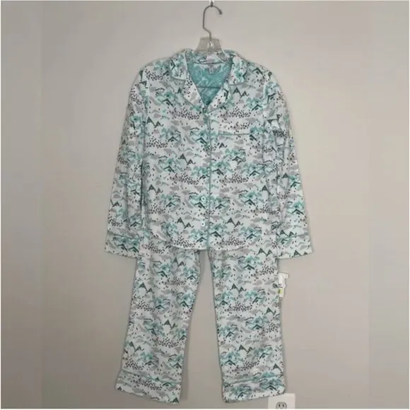 Van Winkle &amp; Co Portuguese Flannel 2-Piece Apline Scenery Pajama Set Size XS