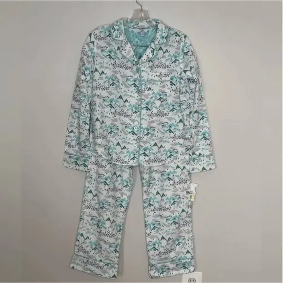 Van Winkle &amp; Co Portuguese Flannel 2-Piece Apline Scenery Pajama Set Size XS
