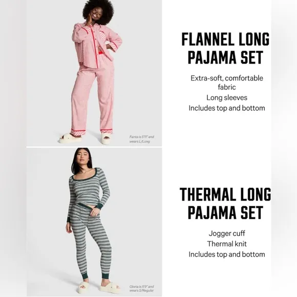 Victoria's Secret PINK Flannel Pajama Set, Long Sleeve Button Down Shirt &amp; Pants