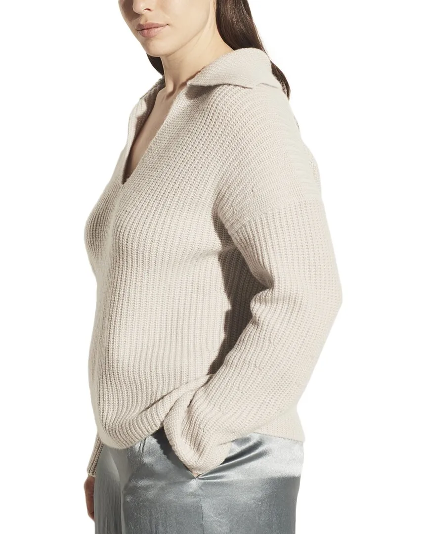 Vince Plus V-Neck Collared Wool & Cashmere-Blend Pullover