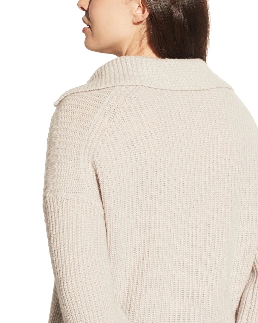 Vince Plus V-Neck Collared Wool & Cashmere-Blend Pullover