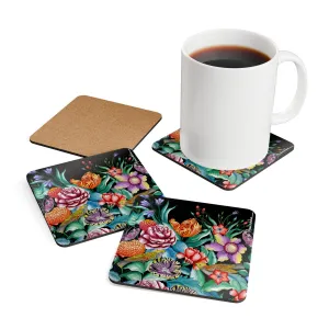 Vintage Bouquet Corkwood Coaster Set