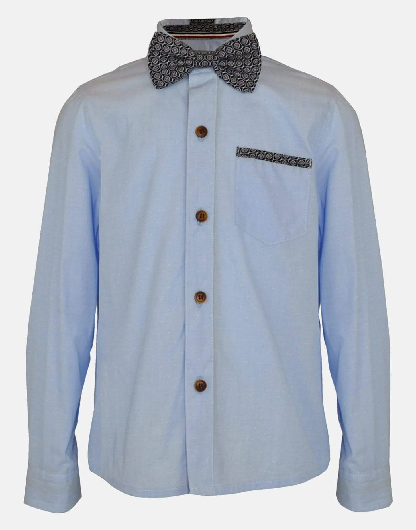 Wallace: Light blue shirt & woven bowtie
