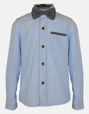 Wallace: Light blue shirt & woven bowtie