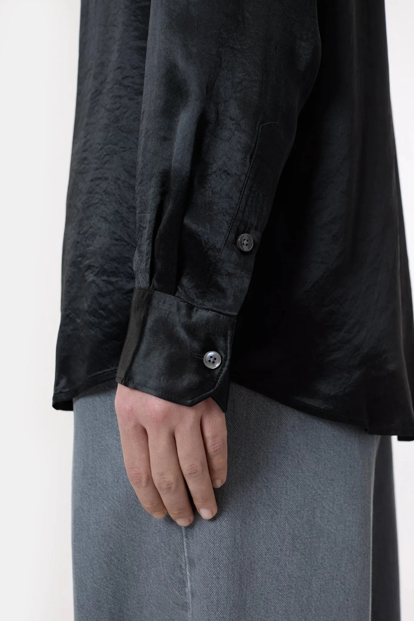Western Blouse - Satin in Black