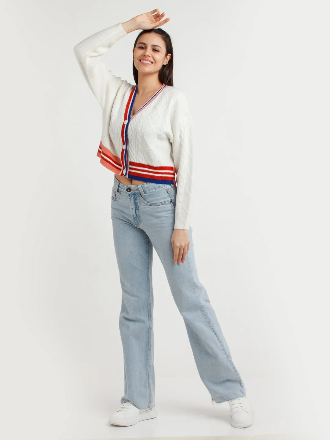 White Solid Sweater