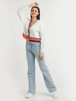 White Solid Sweater