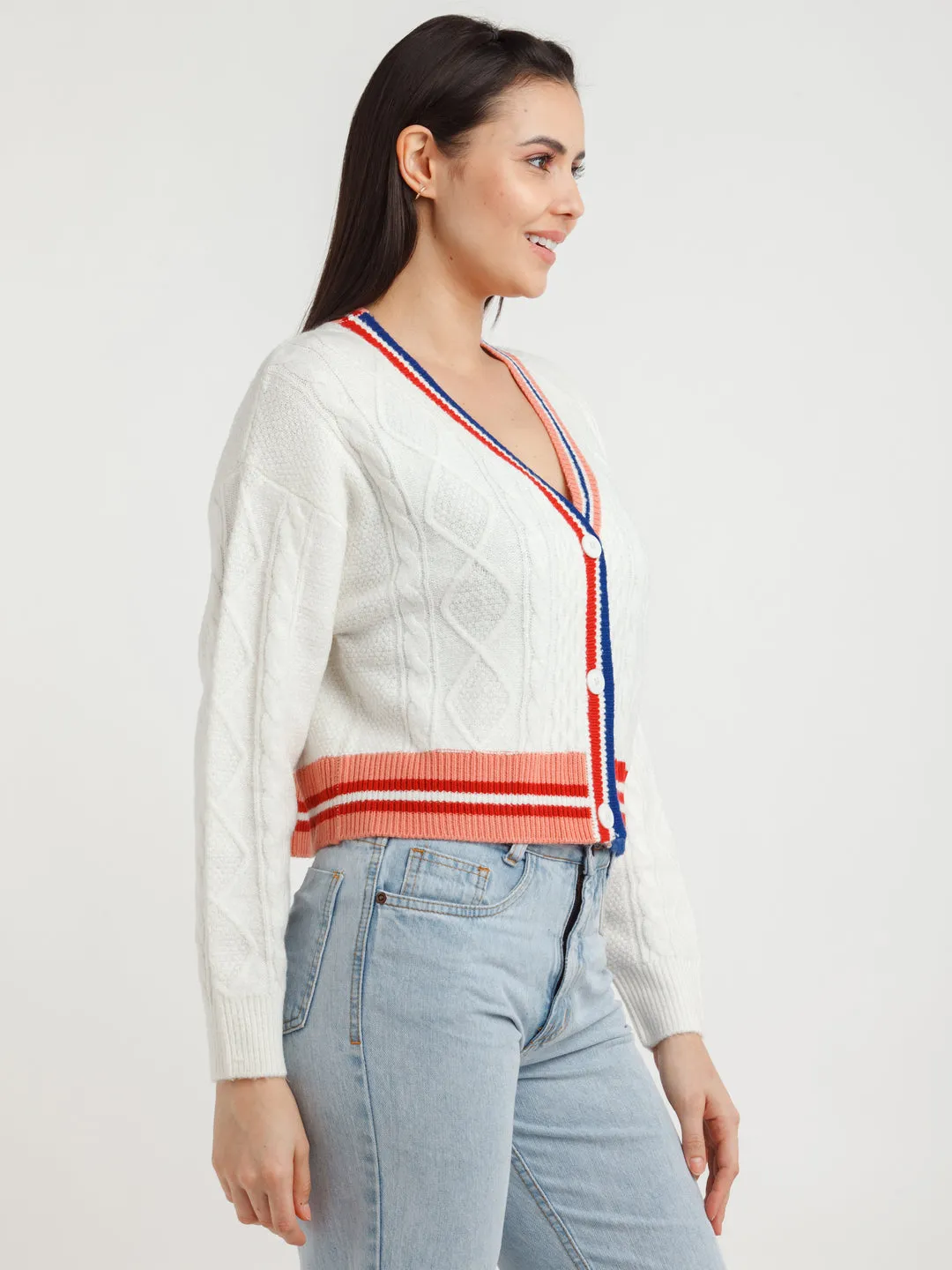 White Solid Sweater