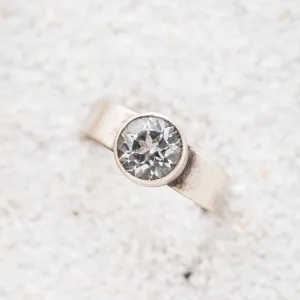 White Topaz Round Ring on Tapered Band