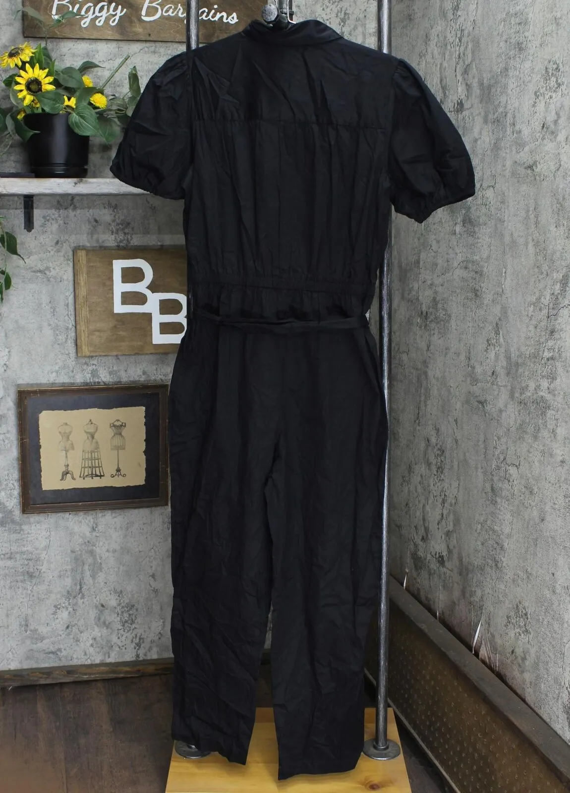 Who What Wear Women's Puff Short Sleeve Collared Jumpsuit WD-773 Black M