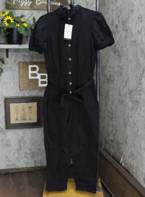 Who What Wear Women's Puff Short Sleeve Collared Jumpsuit WD-773 Black M