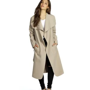 Winter Coat Women Wide Lapel Belt Pocket Wool Blend Coat Oversize Long Red Trench Coat Outwear Wool Coat Women