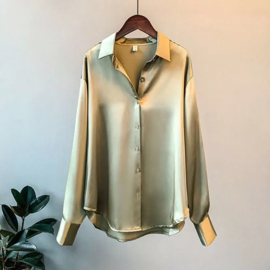 WolffMode Casual Satin Muslin Blouse