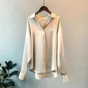 WolffMode Casual Satin Muslin Blouse