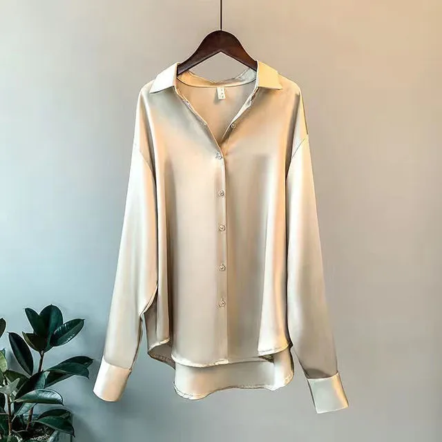 WolffMode Casual Satin Muslin Blouse