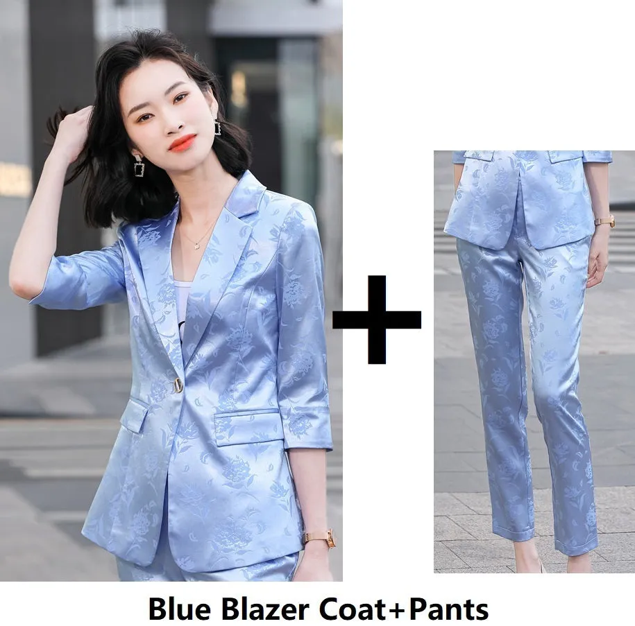 Women's Printed Satin Business Suit Jacket