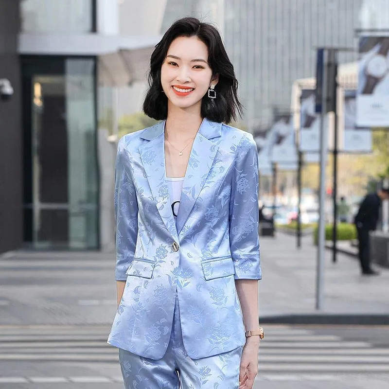 Women's Printed Satin Business Suit Jacket