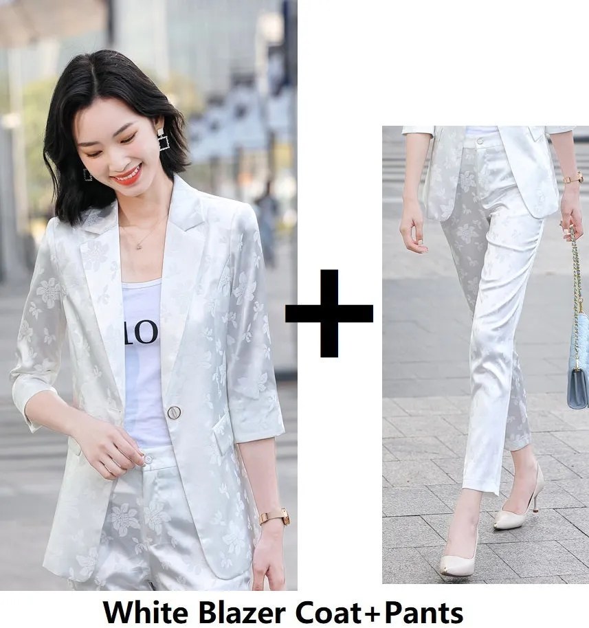 Women's Printed Satin Business Suit Jacket