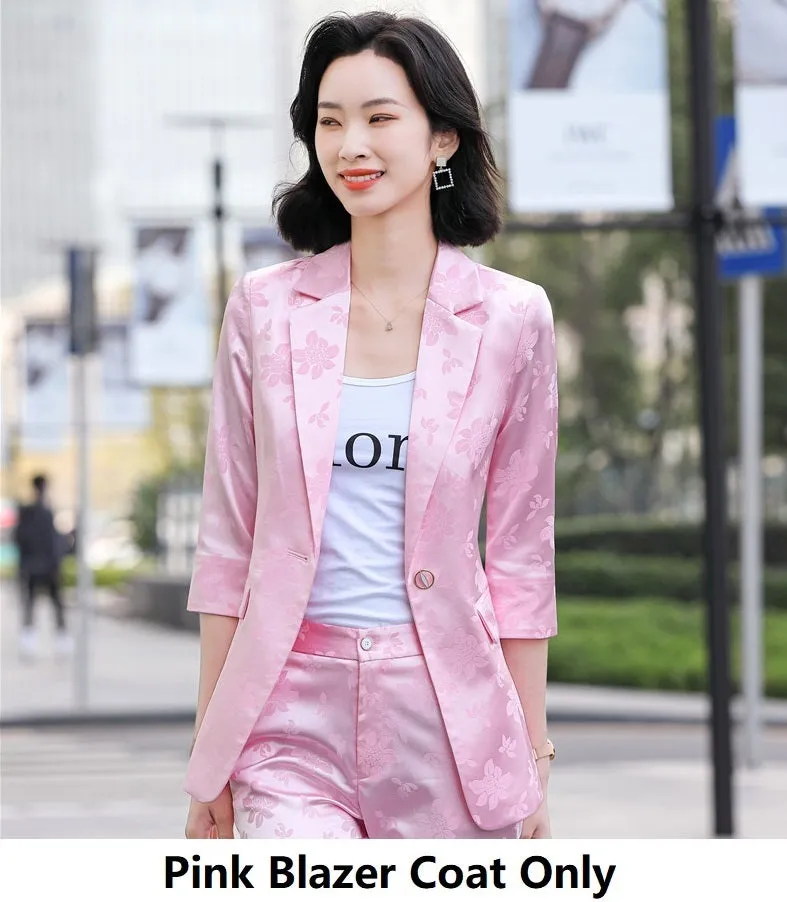 Women's Printed Satin Business Suit Jacket