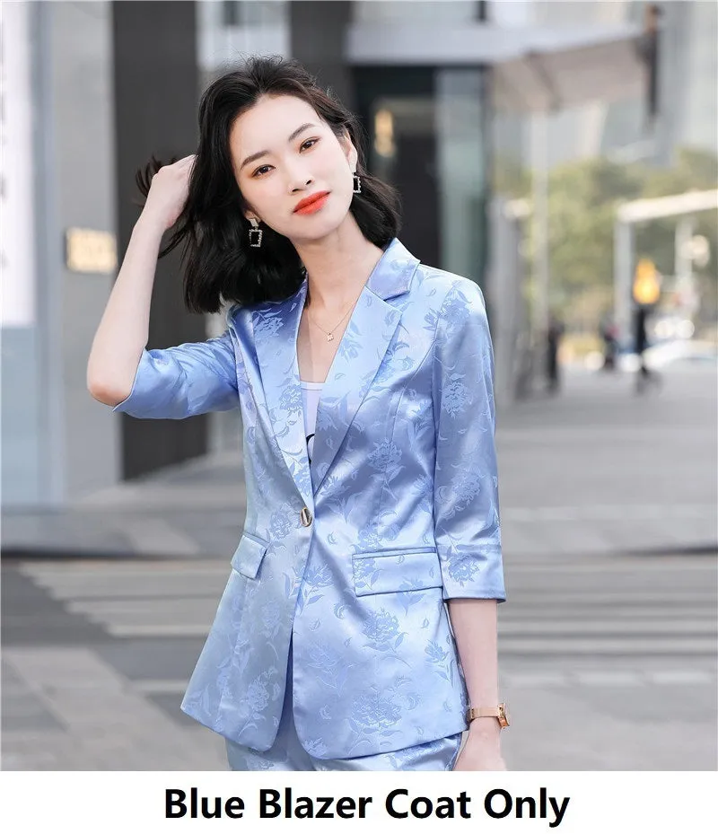 Women's Printed Satin Business Suit Jacket