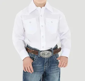 Wrangler Children's Long Sleeve Snap Front White Shirts