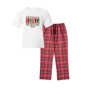 Youth Personalized Christmas Crew Short Sleeve Top and Flannel Pants Set