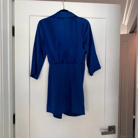 Zara Blue Satin Wrap Dress
