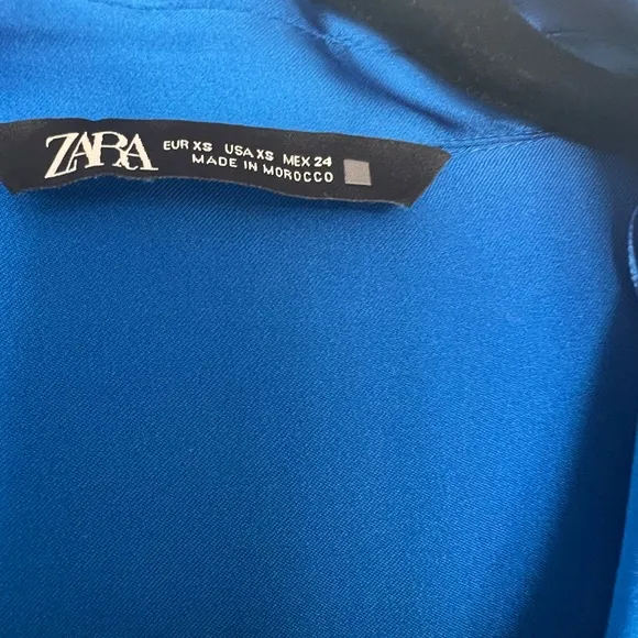 Zara Blue Satin Wrap Dress