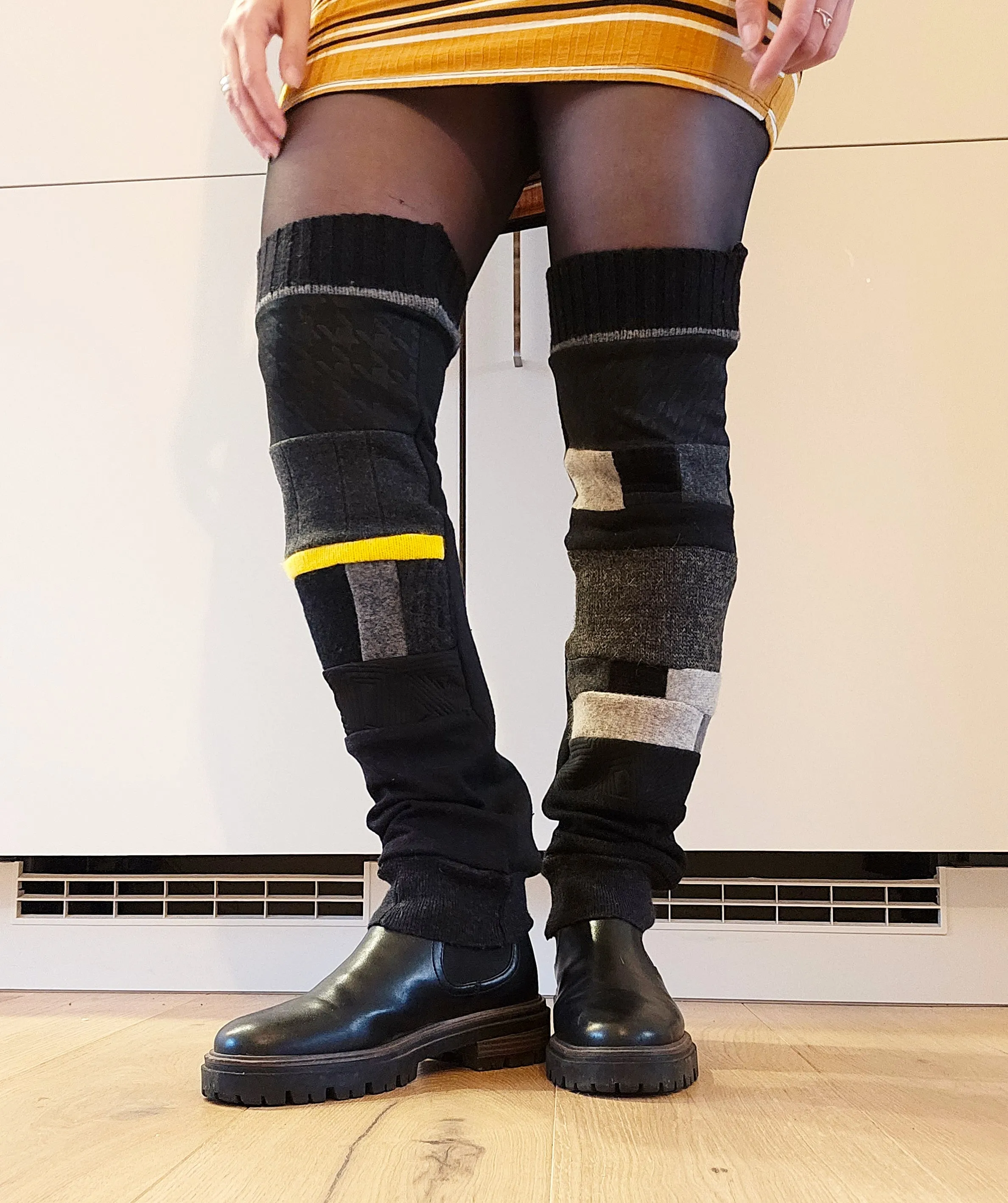 Zerowaste Patchwork Legwarmers - Darkest Night