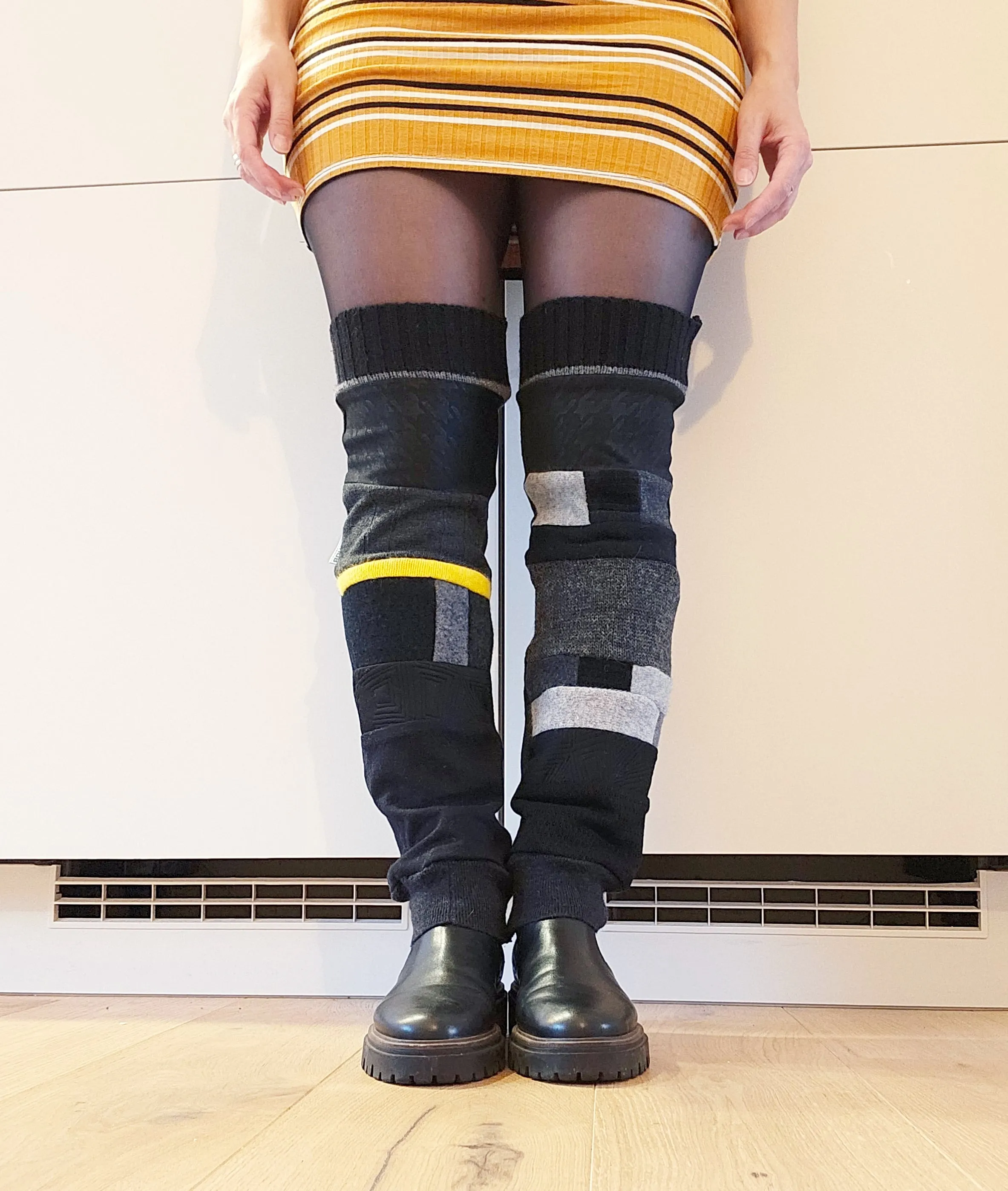 Zerowaste Patchwork Legwarmers - Darkest Night