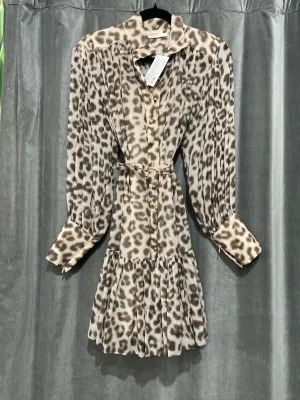 ZIMMERMANN Leopard print Long Sleeve Button Down Belted Short Dress